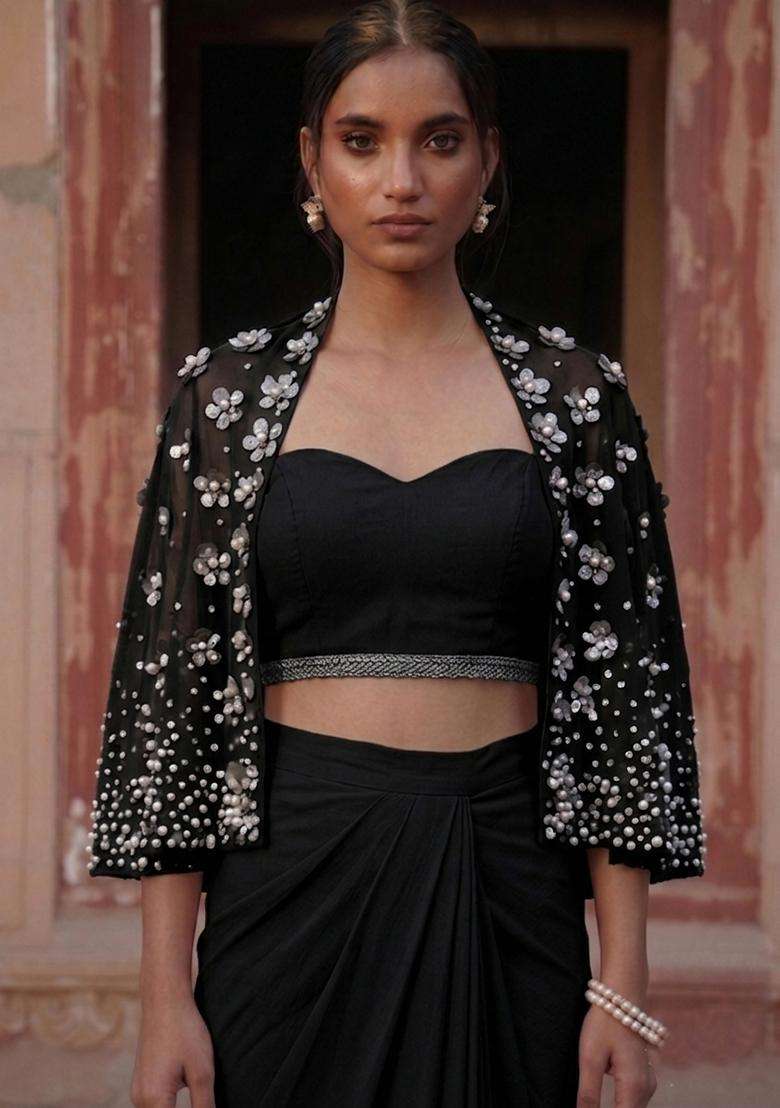 Black Handwork Fusion Set - Indya