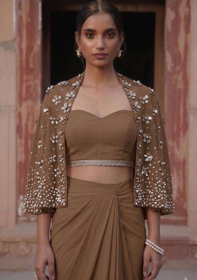 Brown Handwork Fusion Set - Indya