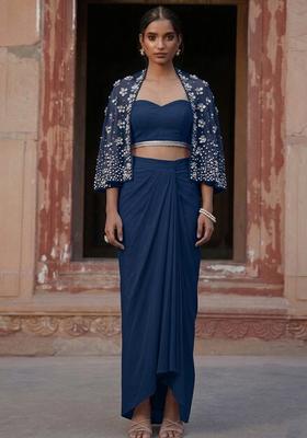 Dark Blue Handwork Fusion Set