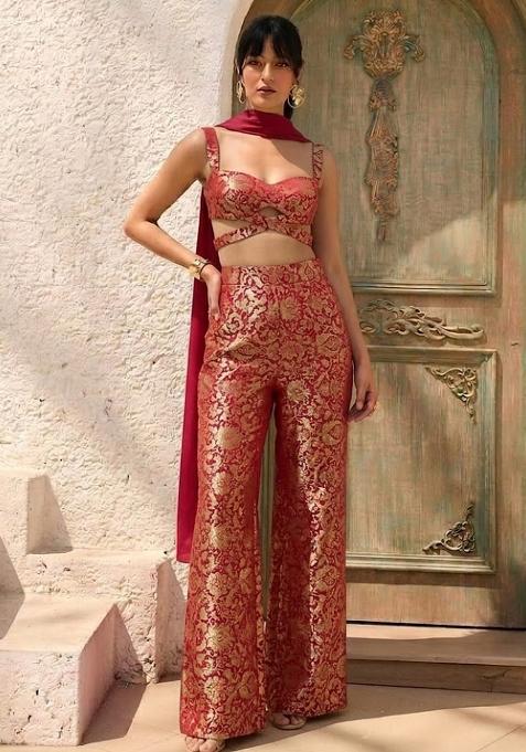 Red Brocade Fusion Set