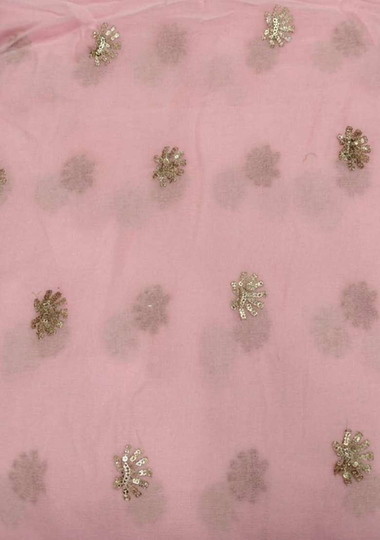 Baby Pink Embellished Georgette Fusion Set for Diwali | Wedding & Festive Wear - Indya