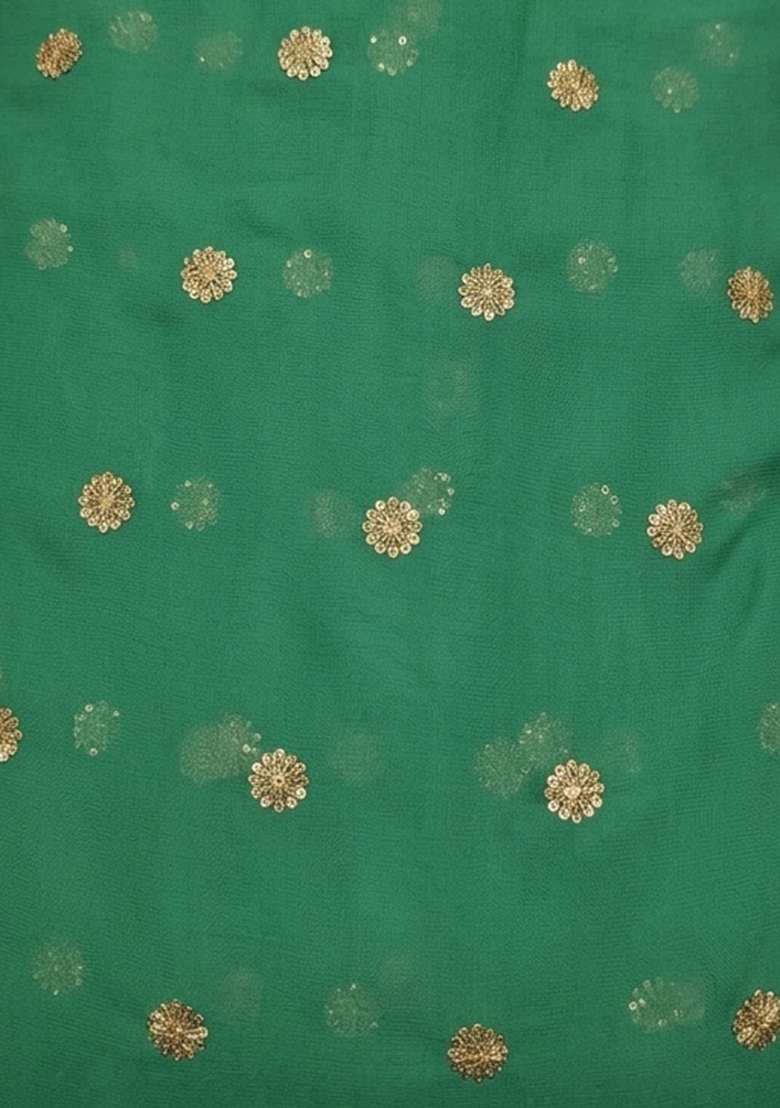 Green Embellished Georgette Fusion Set for Diwali | Wedding & Festive Wear - Indya