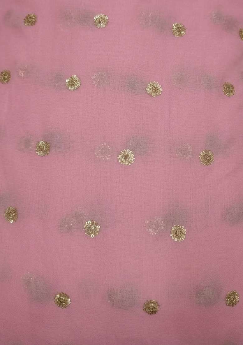 Dusty Pink Embellished Georgette Fusion Set for Diwali and Festive Wear - Indya