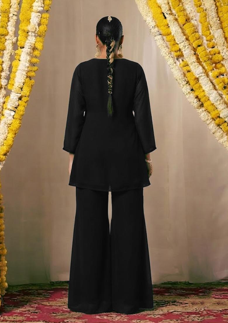 Black Embellished Fusion Set - Indya