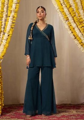 Deep Teal Embellished Fusion Set