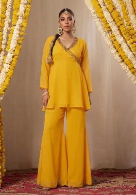 Mustard Yellow Embellished Sharara Set