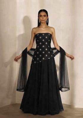 Black Embellished Lehenga Set