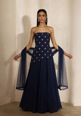 Navy Blue Embellished Lehenga Set