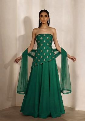 Emerald Green Embellished Lehenga Set
