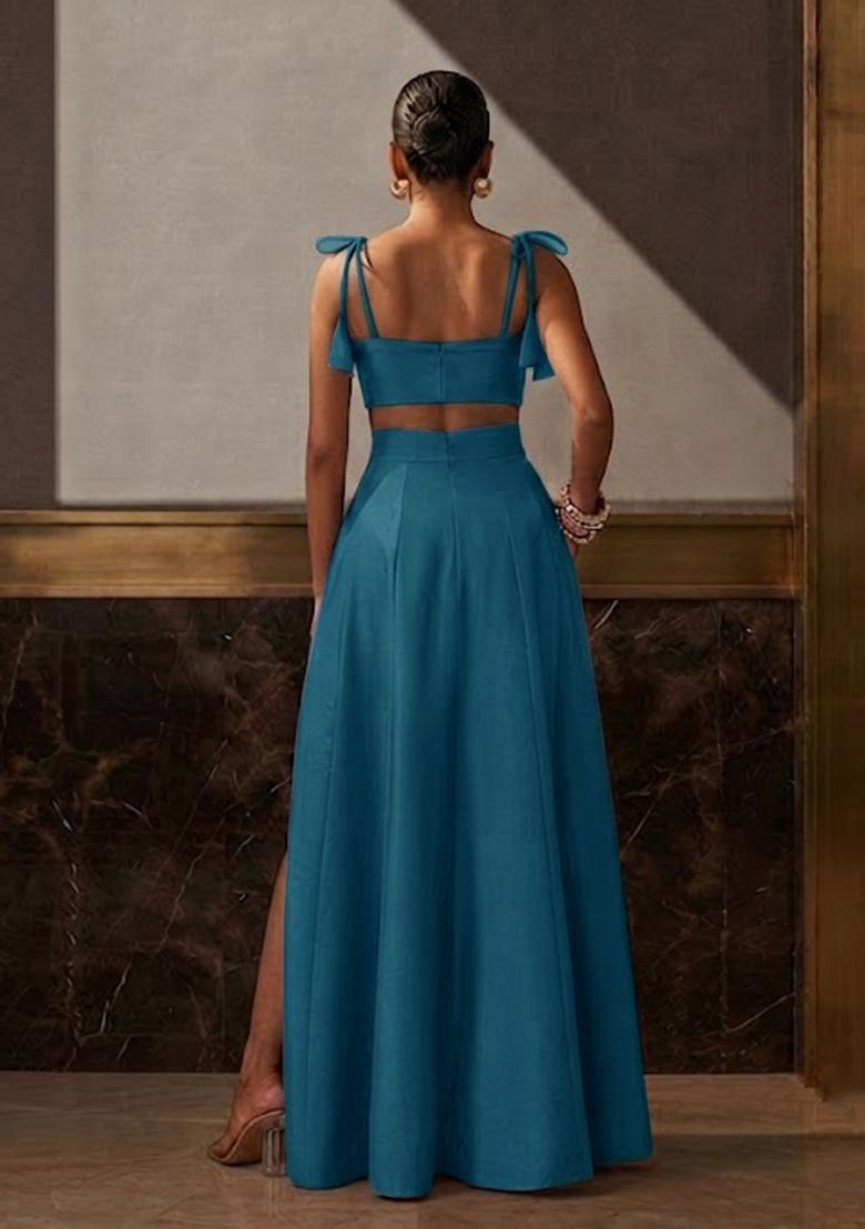 Steel Blue Embellished Fusion Set - Indya