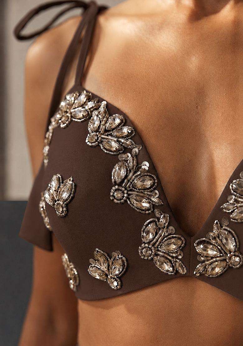 Chocolate Brown Solid Fusion Set - Indya