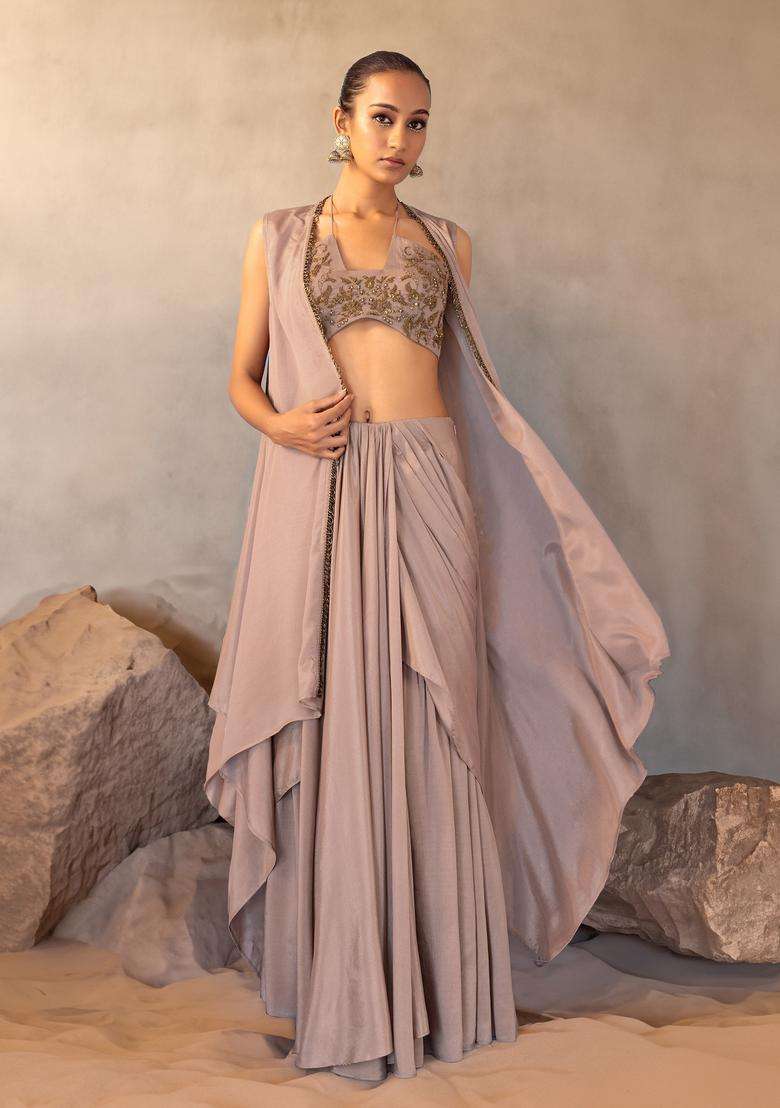 Dusty Rose Hand Work Fusion Set - Indya
