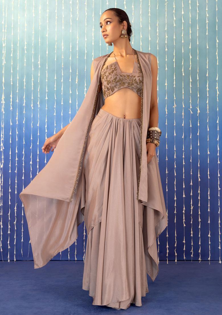 Dusty Rose Hand Work Fusion Set - Indya