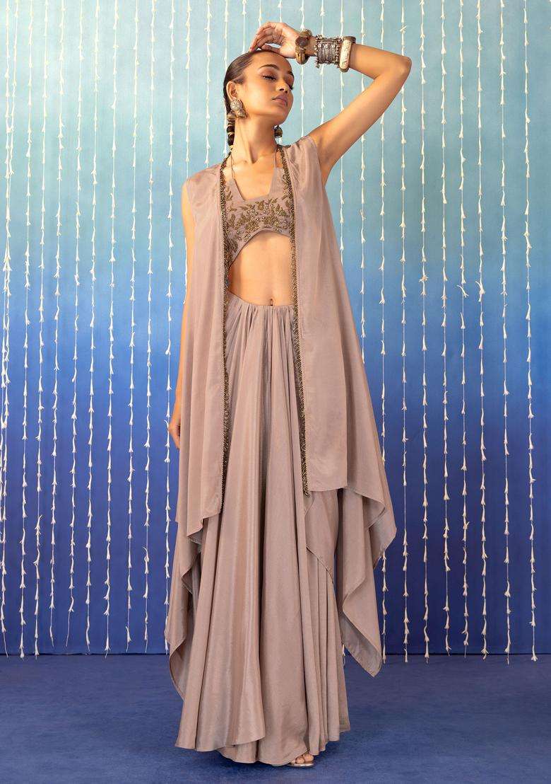 Dusty Rose Hand Work Fusion Set - Indya