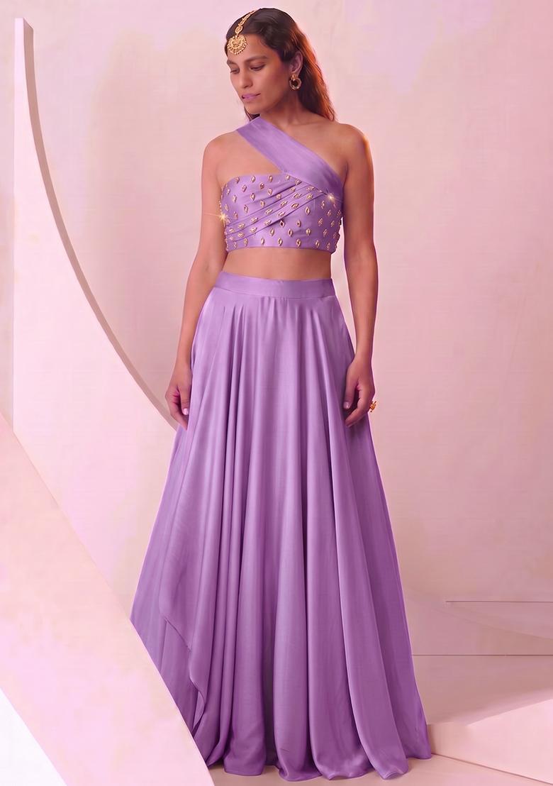 Lavender Handwork Lehenga Set - Indya
