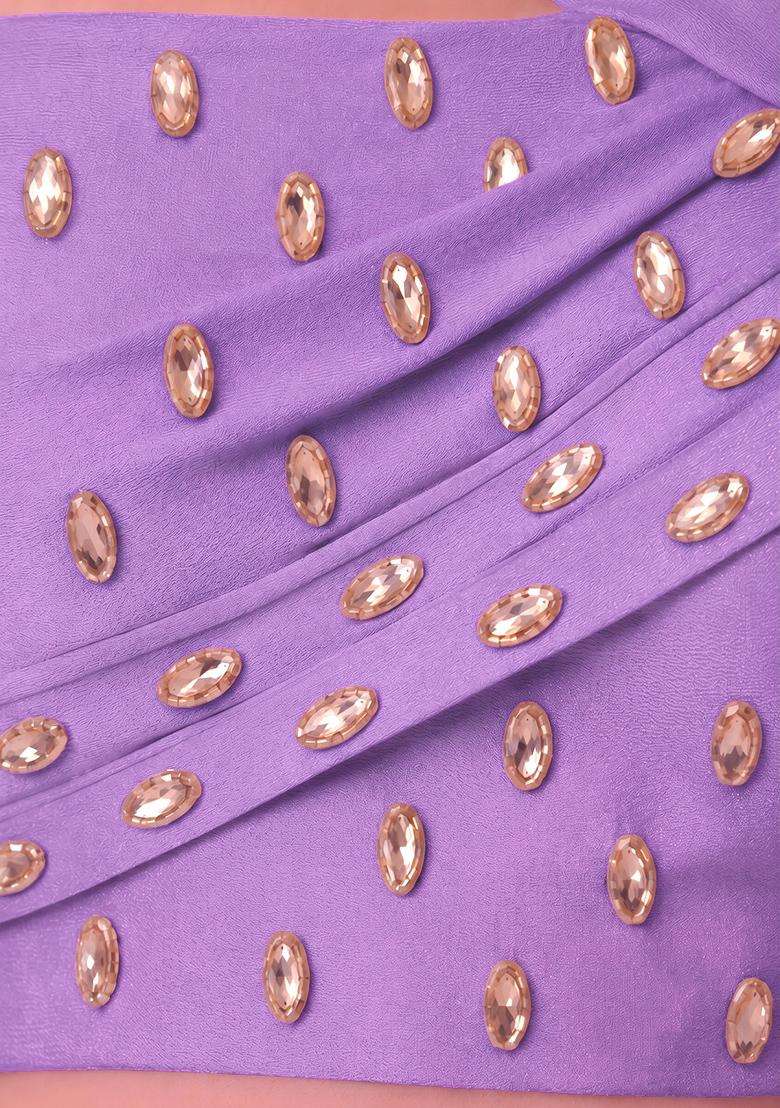 Lavender Handwork Lehenga Set - Indya