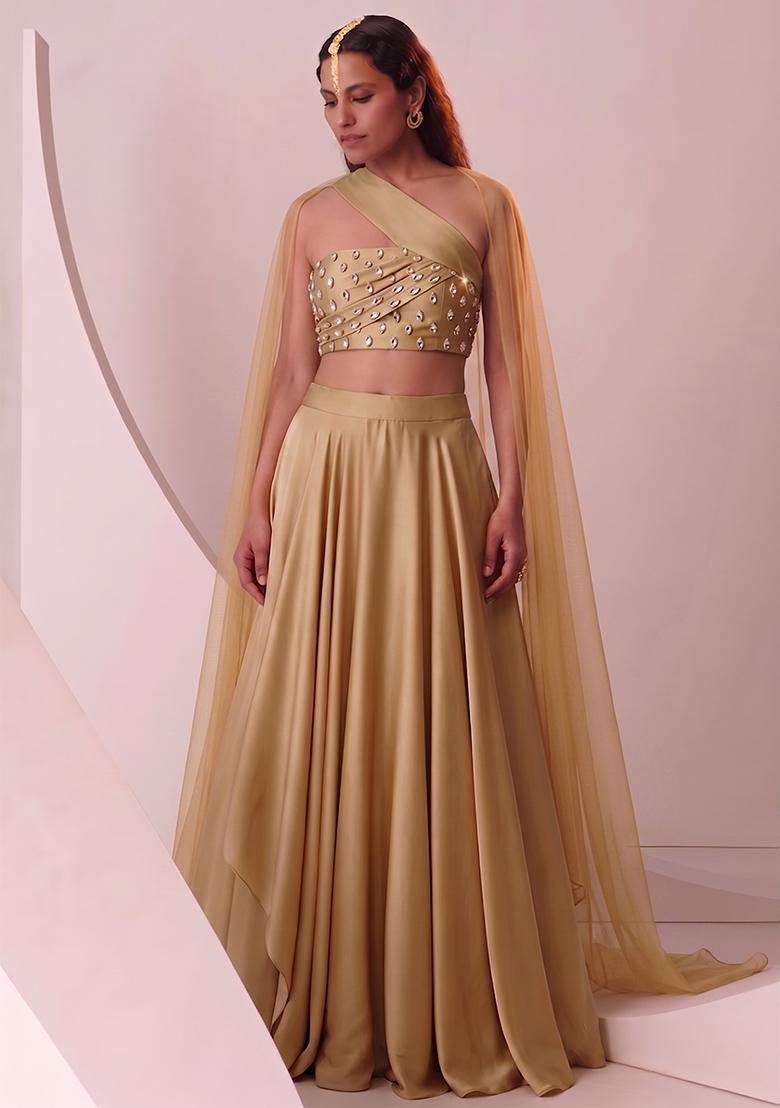 Gold Handwork Lehenga Set - Indya