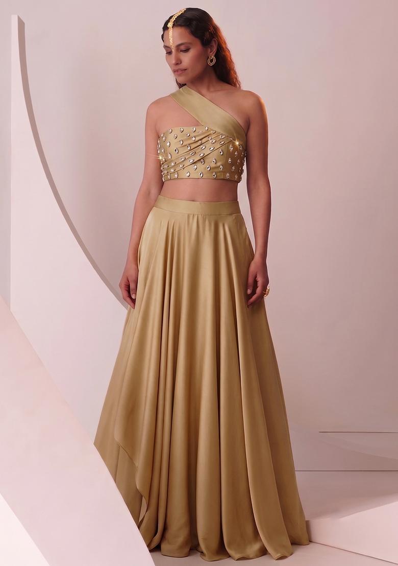Gold Handwork Lehenga Set - Indya