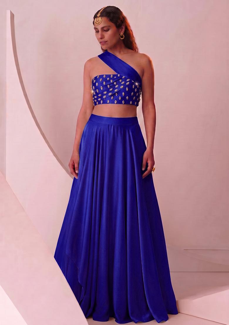 Royal Blue Handwork Lehenga Set - Indya