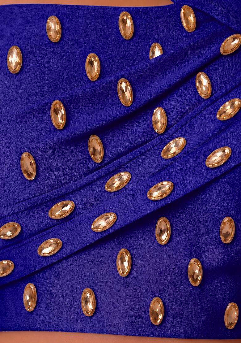 Royal Blue Handwork Lehenga Set - Indya