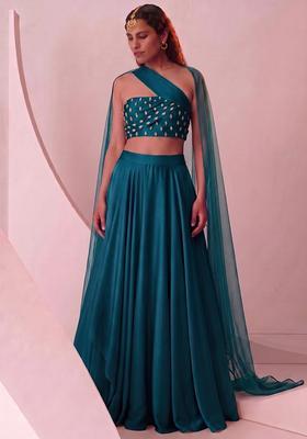 Teal Green Handwork Lehenga Set