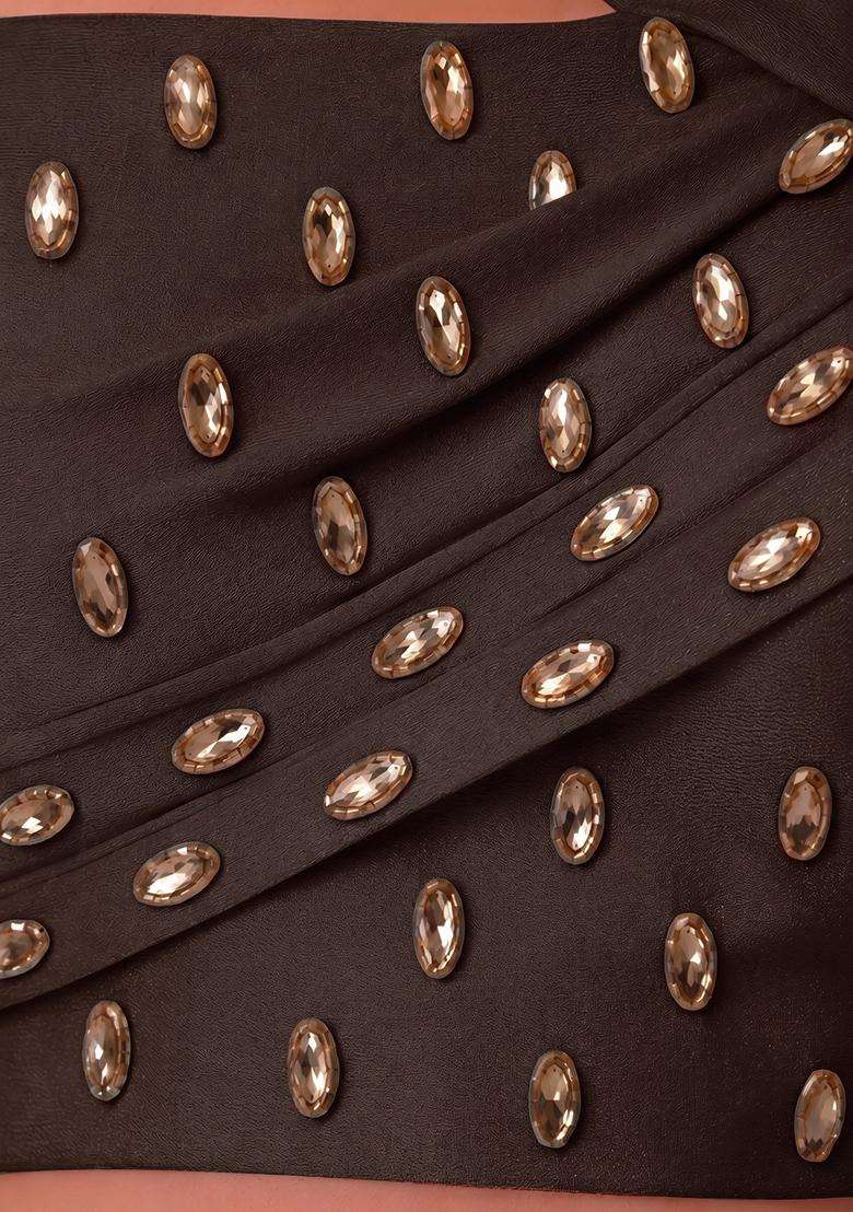Brown Handwork Lehenga Set - Indya