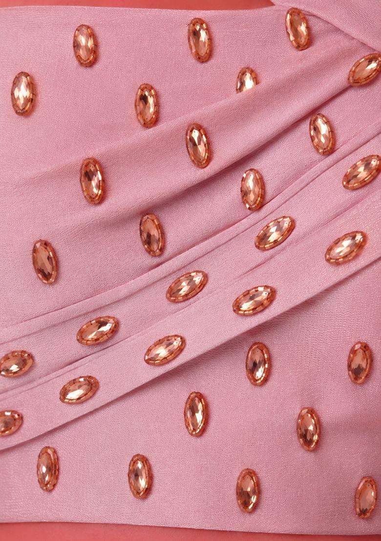 Baby Pink Handwork Lehenga Set - Indya