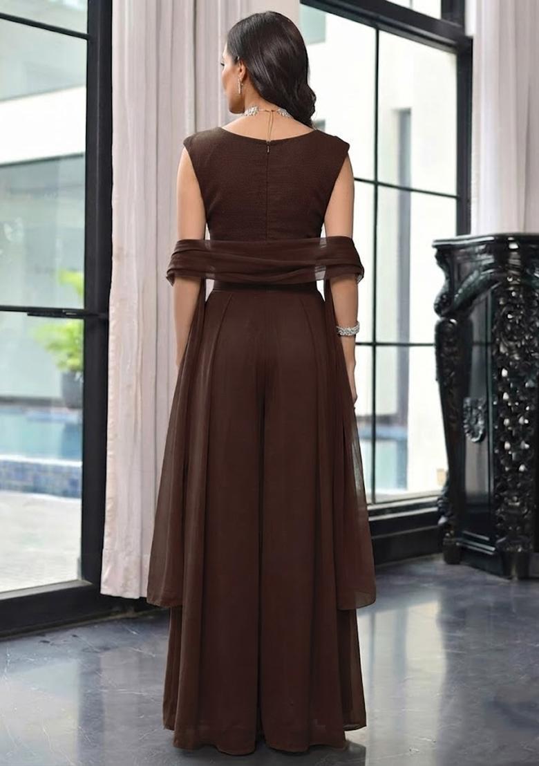 Brown Handwork Lehenga Set - Indya