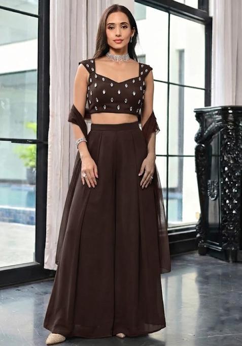 Brown Handwork Lehenga Set
