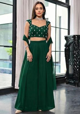 Dark Green Handwork Lehenga Set