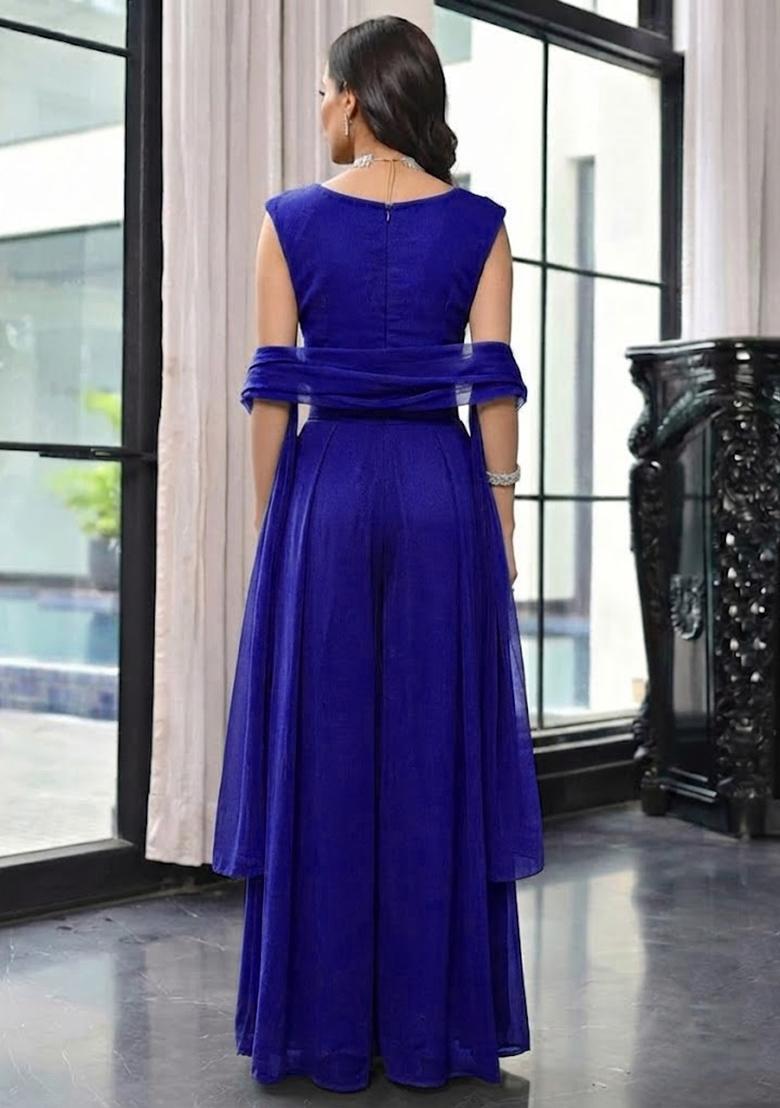 Royal Blue Handwork Lehenga Set - Indya