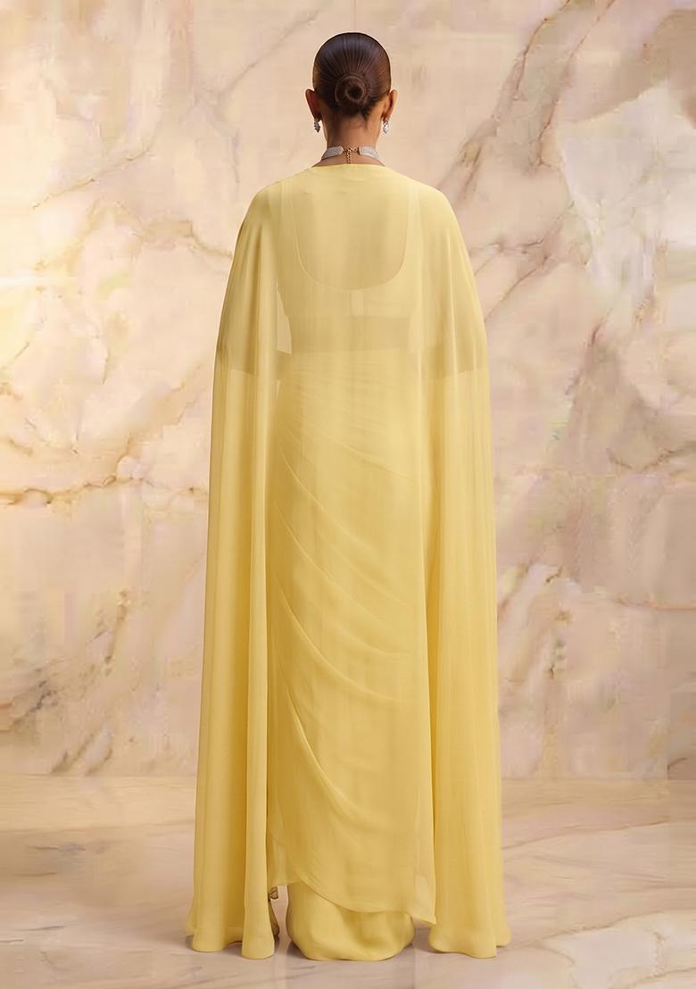 Butter Yellow Handwork Fusion Set - Indya