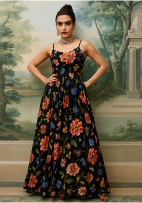 Black Georgette Printed Dress