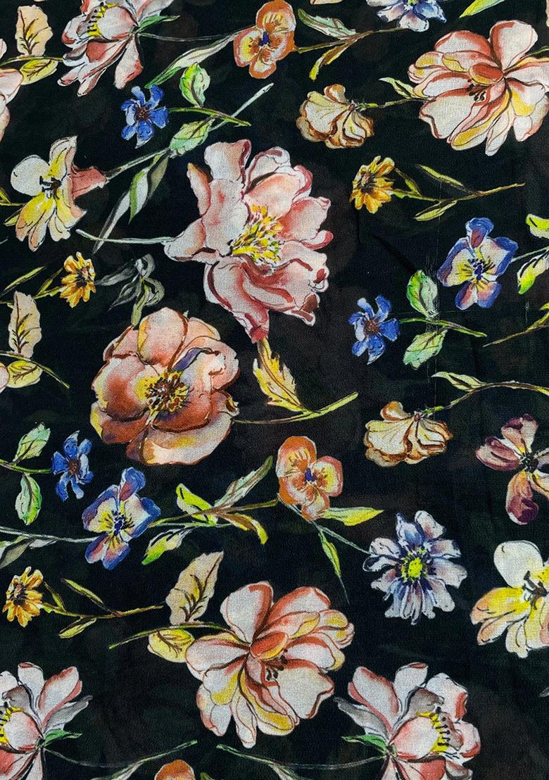 Black Georgette Printed Dress