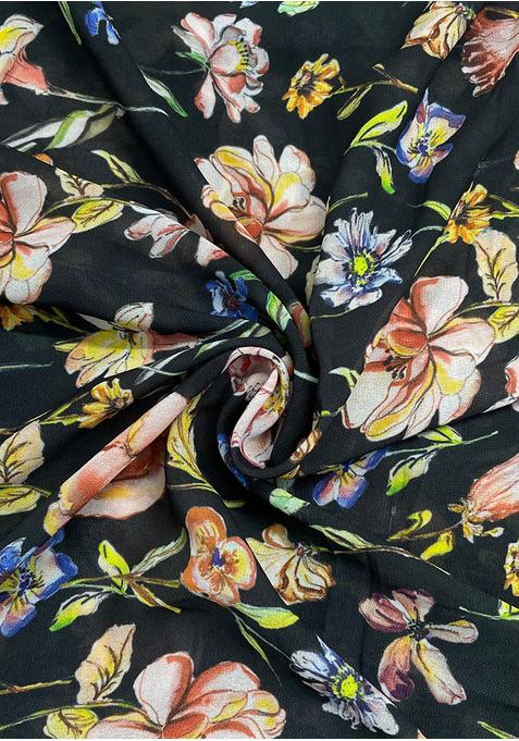 Black Georgette Printed Dress