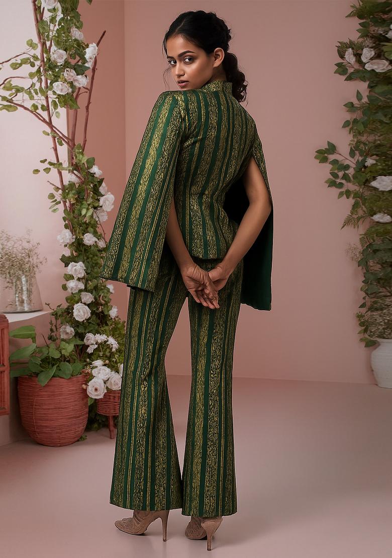 Green Jacquard  Jacket Cords - Indya