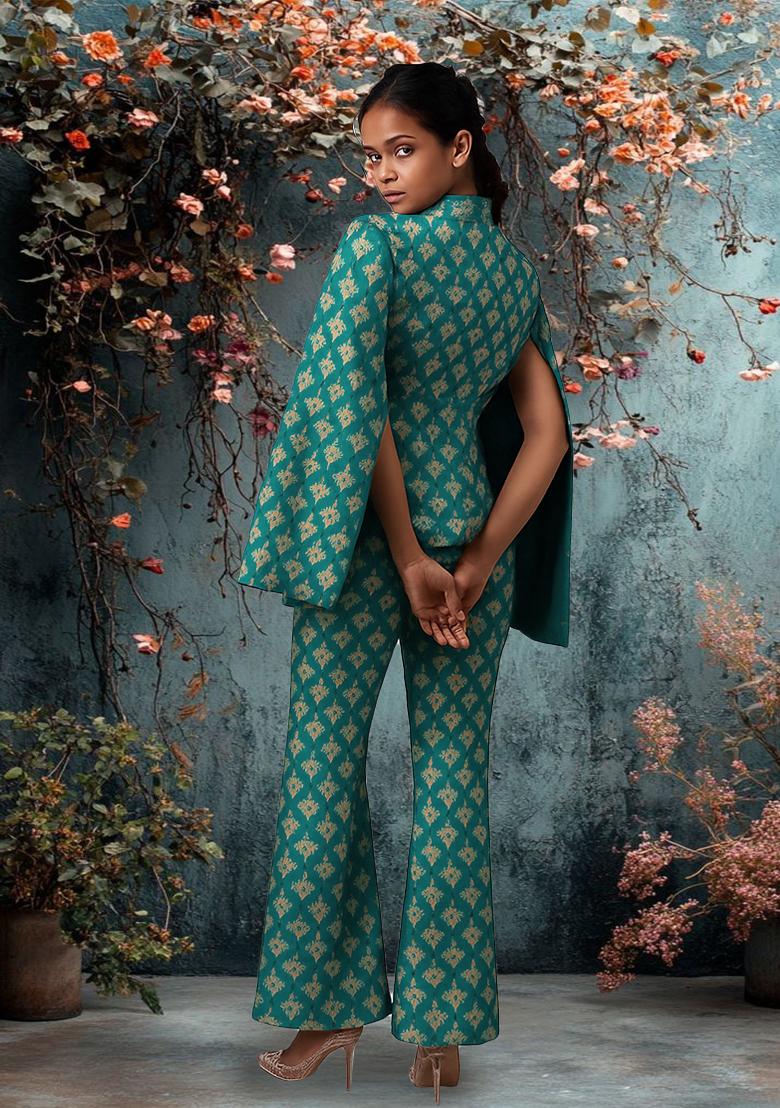 Light Blue Jacquard  Jacket Cords - Indya