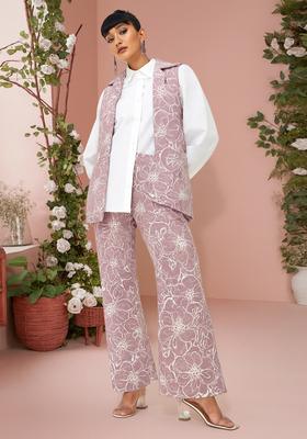 Dusty Pink Embroidered Denim Jacket Cords