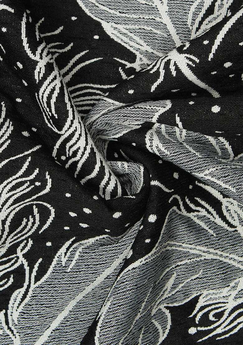 Black And Grey Jacquard Denim Jacket Cords - Indya