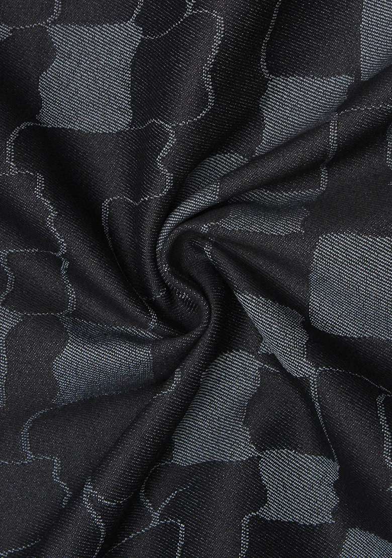 Black Jacquard Denim Jacket Cords - Indya