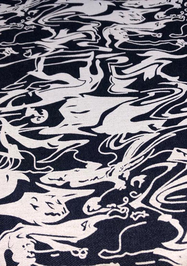 Blue And White Printed Cotton Denim Co-Ord Set - Indya