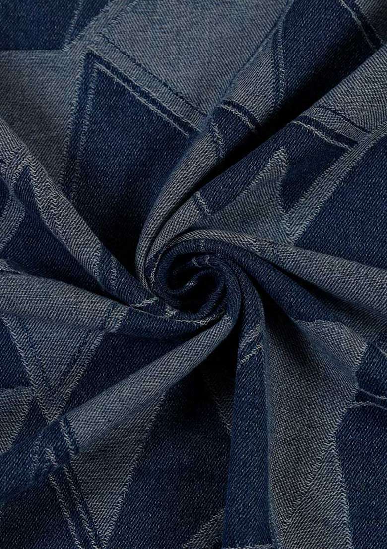 Blue Jacquard Denim Co-Ord Set - Indya