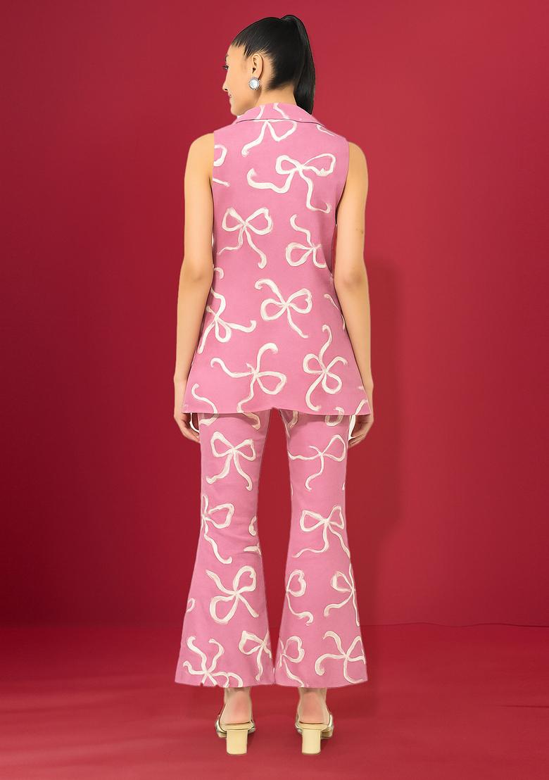 Pink Printed Cotton Denim Co-Ord Set - Indya