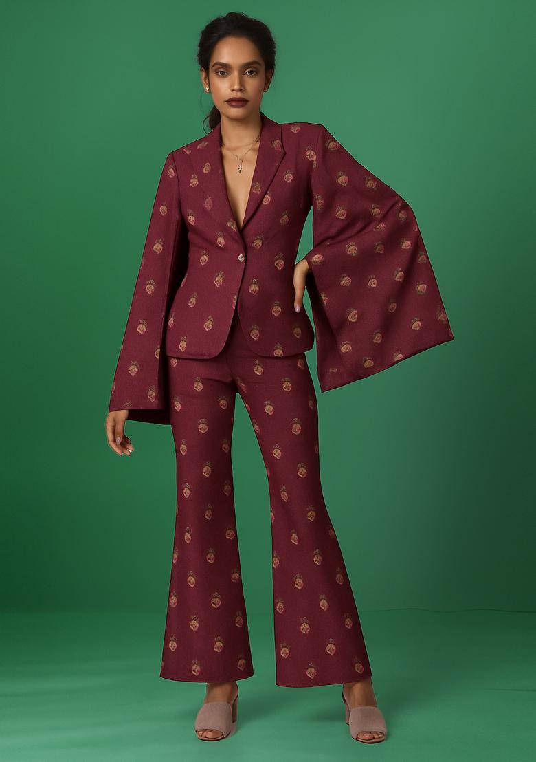 Maroon Brocade Jacket Cords