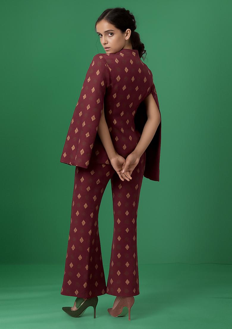 Maroon Brocade Jacket Cords