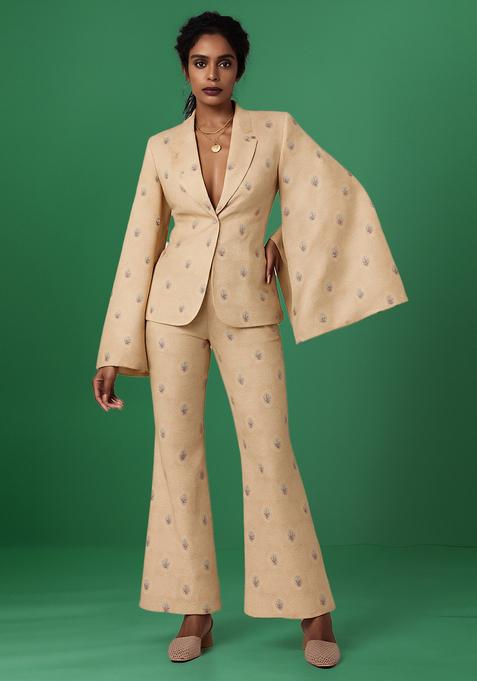 Beige Brocade Jacket Cords