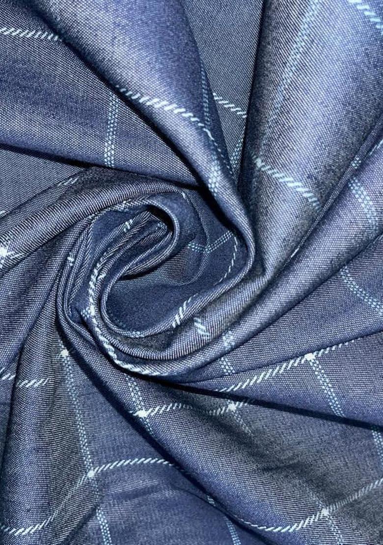 Blue Jacquard Cotton Denim Co-Ord Set