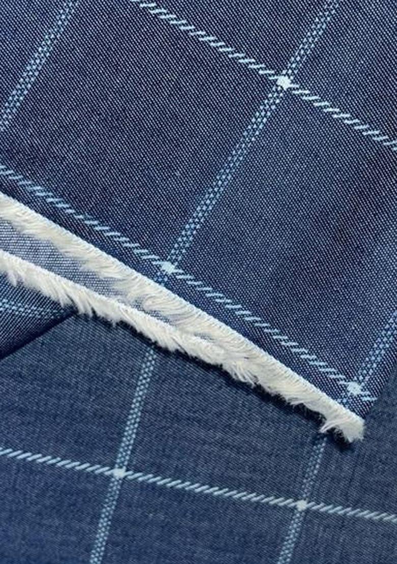 Blue Jacquard Cotton Denim Co-Ord Set