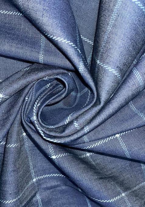 Blue Jacquard Cotton Denim Co-Ord Set