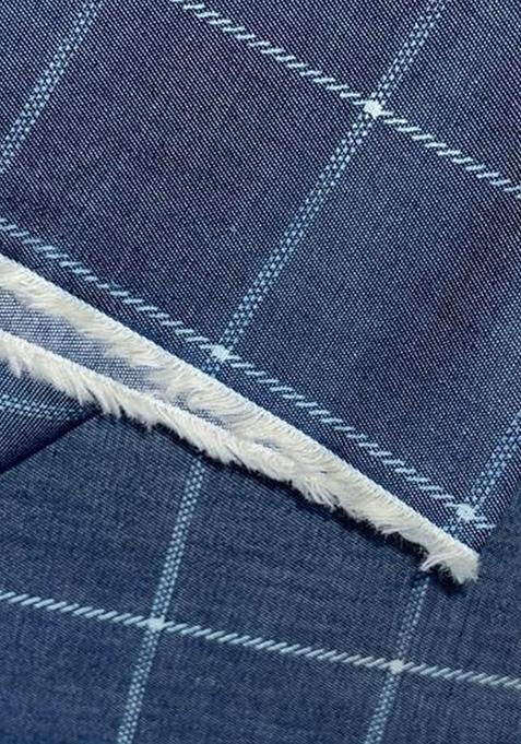 Blue Jacquard Cotton Denim Co-Ord Set